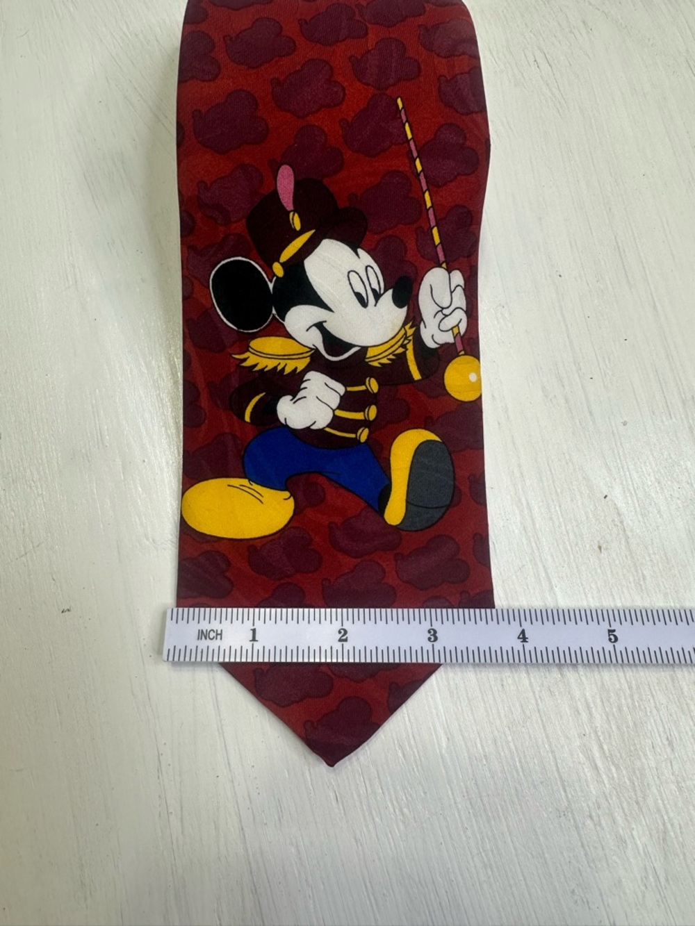 90s Disney Mickey Mouse Band Leader Tie Red USA Made Mickey Unlimited Novelty - Picture 3 of 6